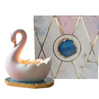 Swan Shaped Tealight Candle Holder Agate Base Blue