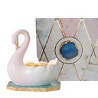 Swan Shaped Tealight Candle Holder Agate Base Green