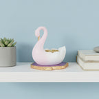 Swan Shaped Tealight Candle Holder Agate Base Pink