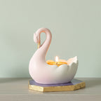 Swan Shaped Tealight Candle Holder Agate Base Purple