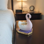 Swan Shaped Tealight Candle Holder Agate Base Purple