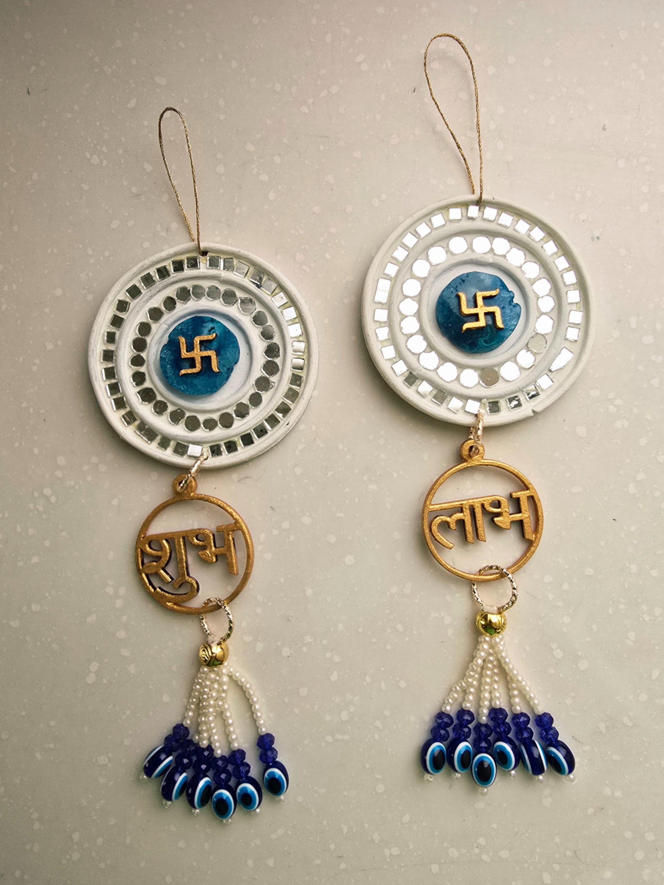 Turquoise Shubh Labh swastika Door Hangings