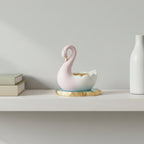 Swan Shaped Tealight Candle Holder Agate Base Turquoise