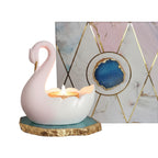 Swan Shaped Tealight Candle Holder Agate Base Turquoise