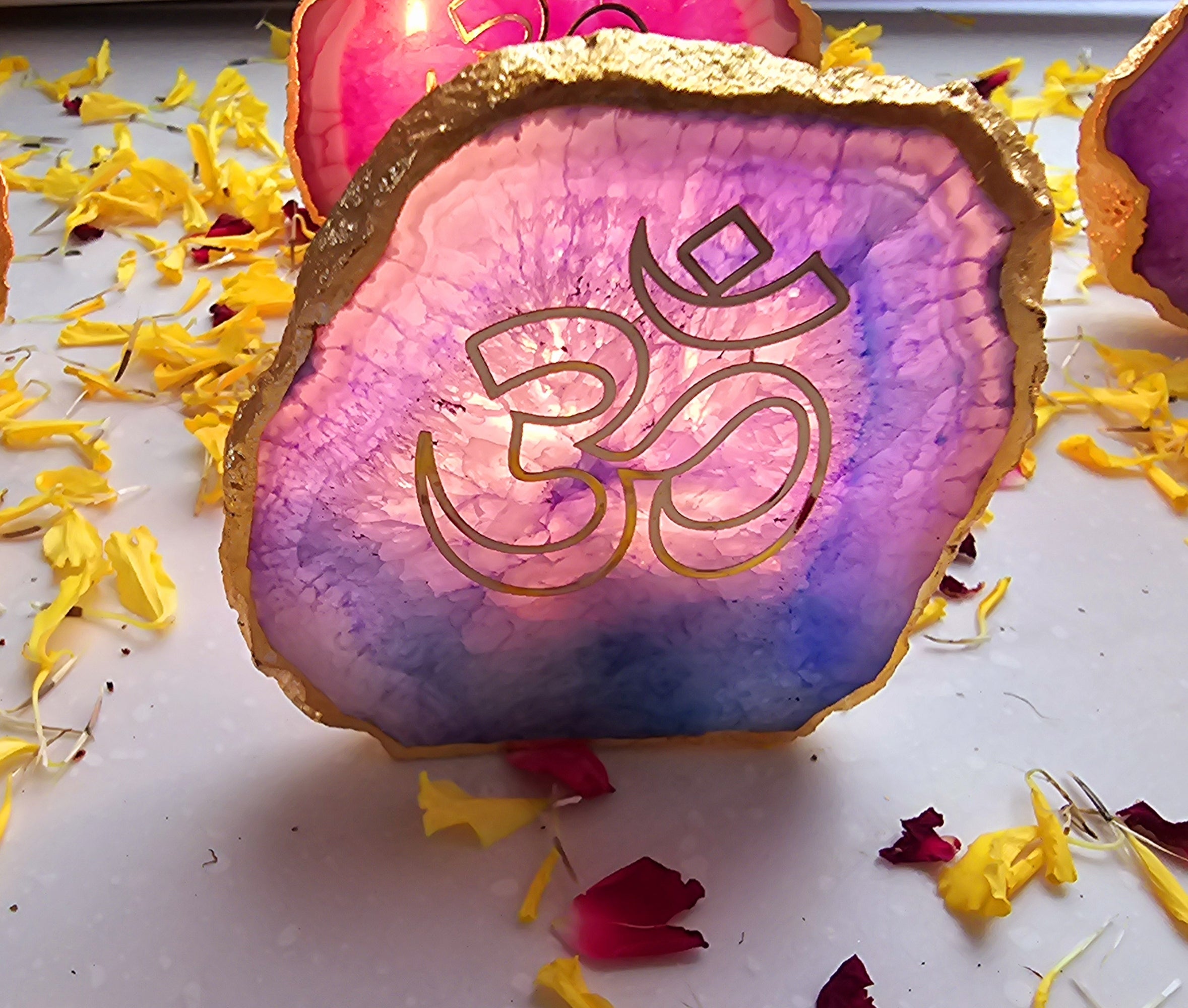 Agate OM Small Back Side Tealight- Blue