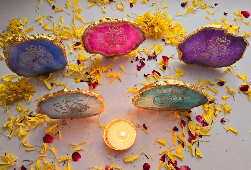 Agate OM Small Back Side Tealight- Pink