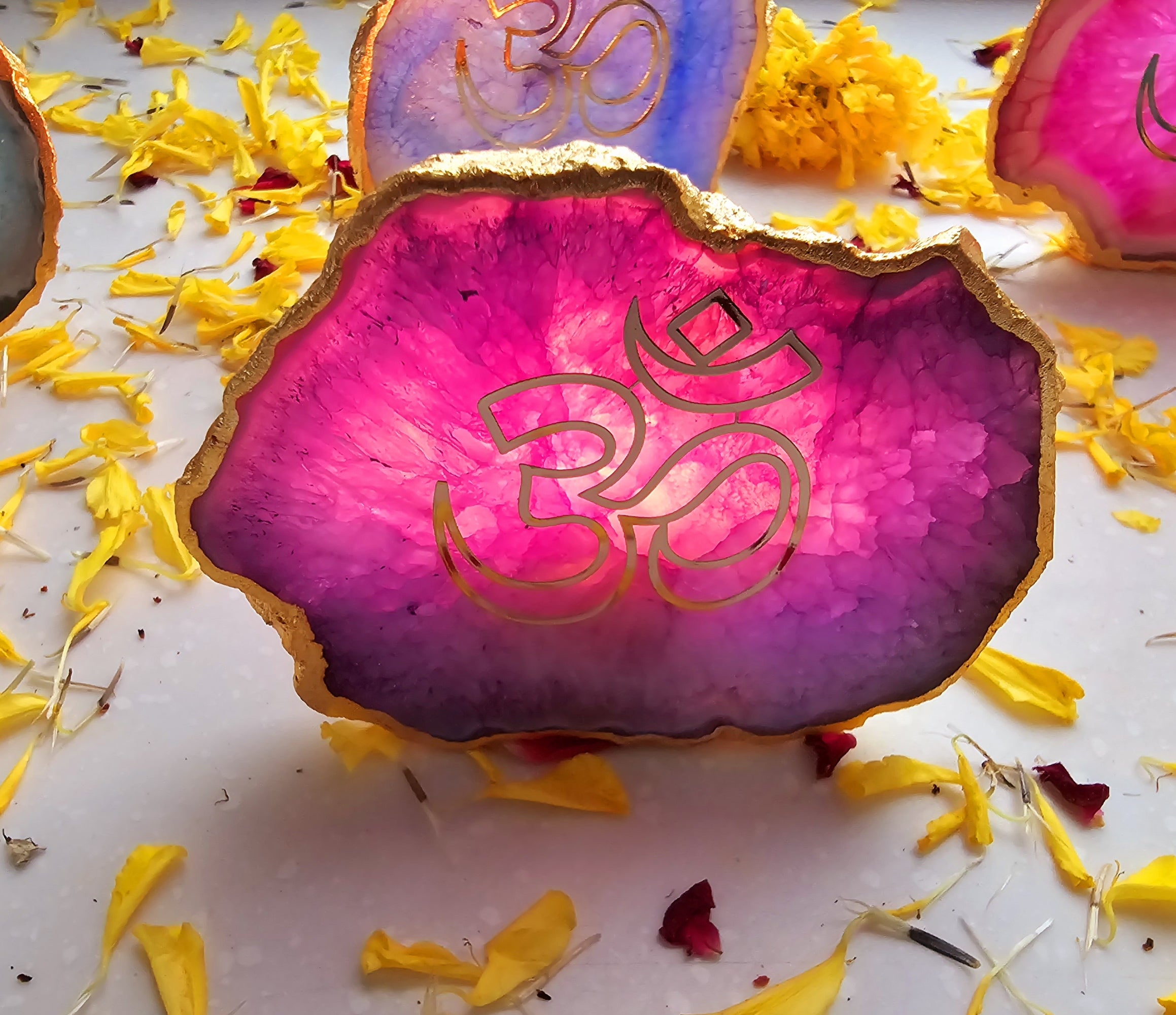 Agate OM Small Back Side Tealight- Purple