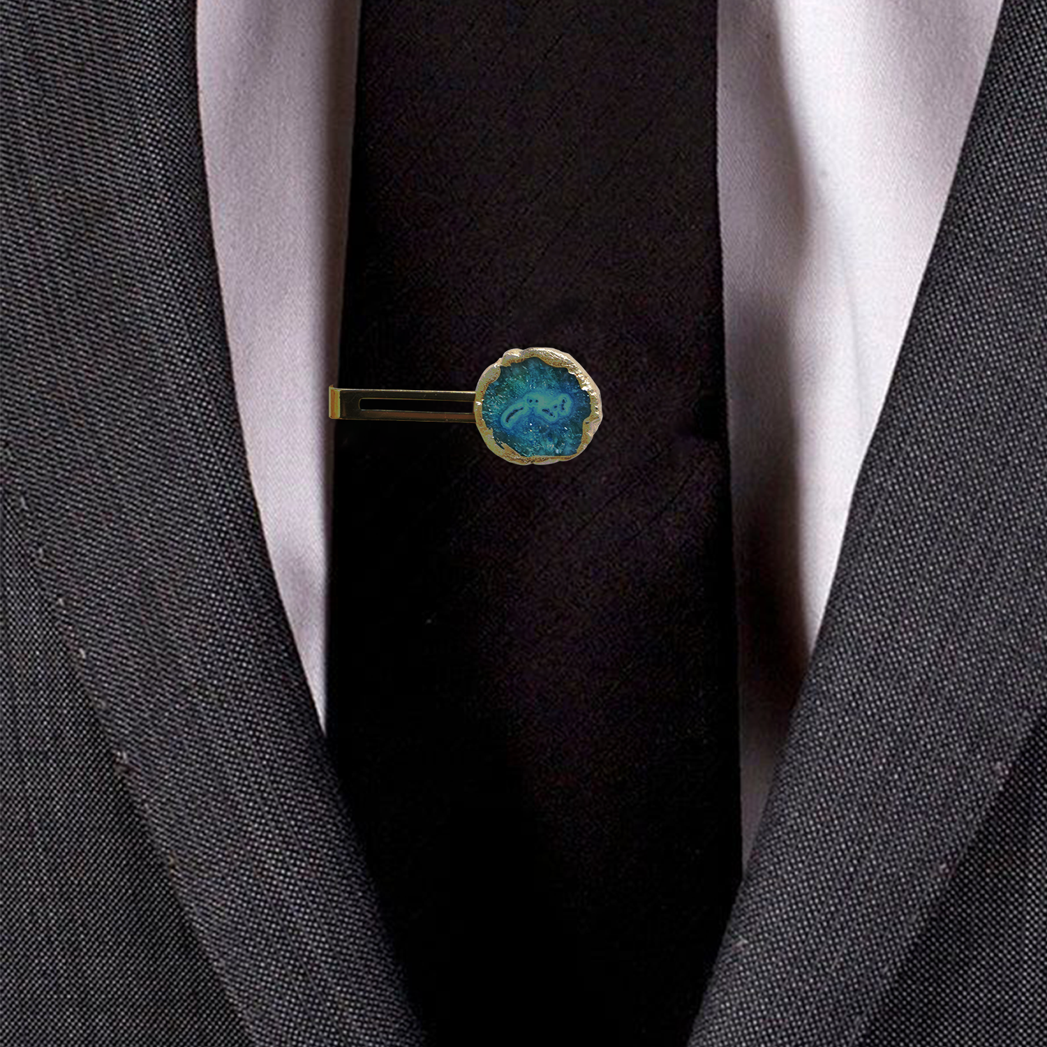 Turquoise Solar Agate Gold Plated Tie Pin