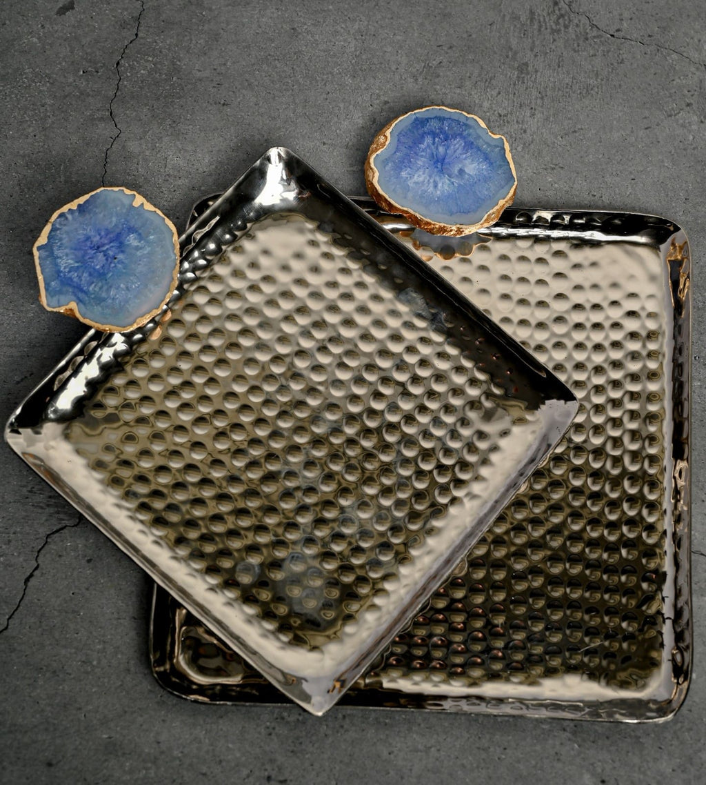 Square Aluminum Tray with Purple Agate