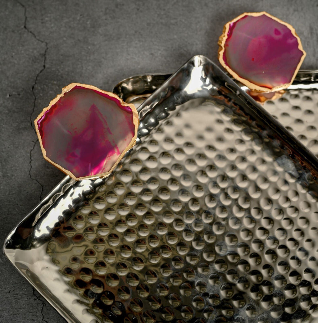 Square Aluminum Tray with Purple Agate