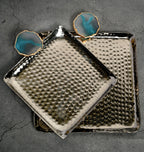 Square Aluminum Tray with Pink Agate