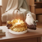 Golden Oak Leaf Bird Candle Holder