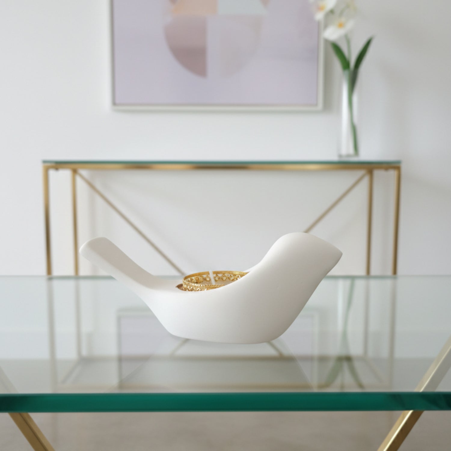 Minimalist White Bird Tealight Candle Holder