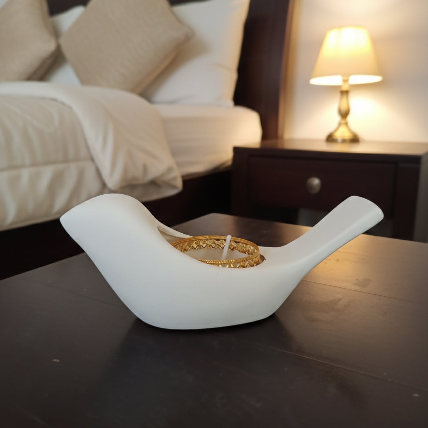 Minimalist White Bird Tealight Candle Holder