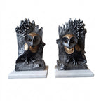 Black Owl Bookends with Marble Base set of 2