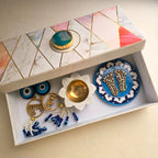 Blue Pottery Laxmi Charan , Door Hangings And Marble Diya Set