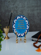 Namokar Mantra Handcrafted Blue Pottery Showpiece