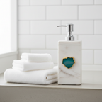 White Marble with Green Agate Soap Dispenser