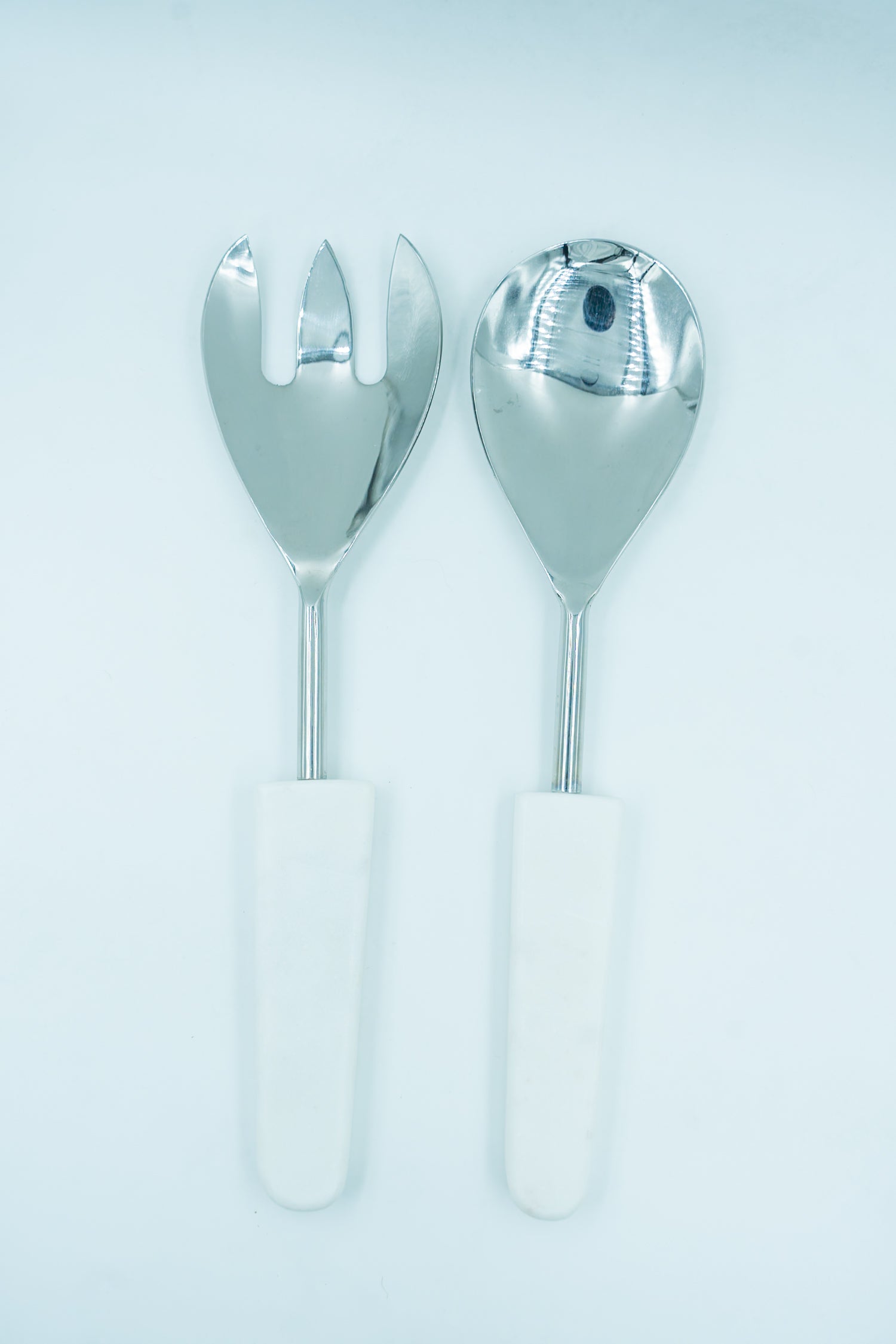 Marble salad server silver