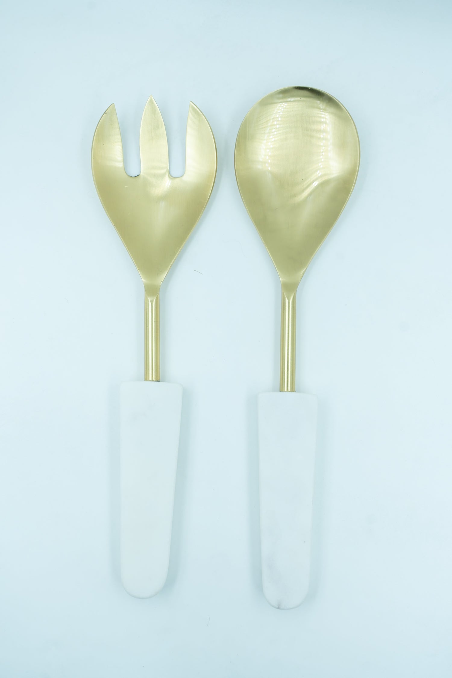 Marble salad server gold