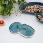 Natural Brazilian Agate Coaster With Silver Plating