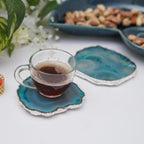 Green  Natural Brazilian Agate Coaster with Silver Plating