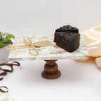 Mother of Pearl Rectanguler Cake Stand with Wooden Base 10 x 8-Inch