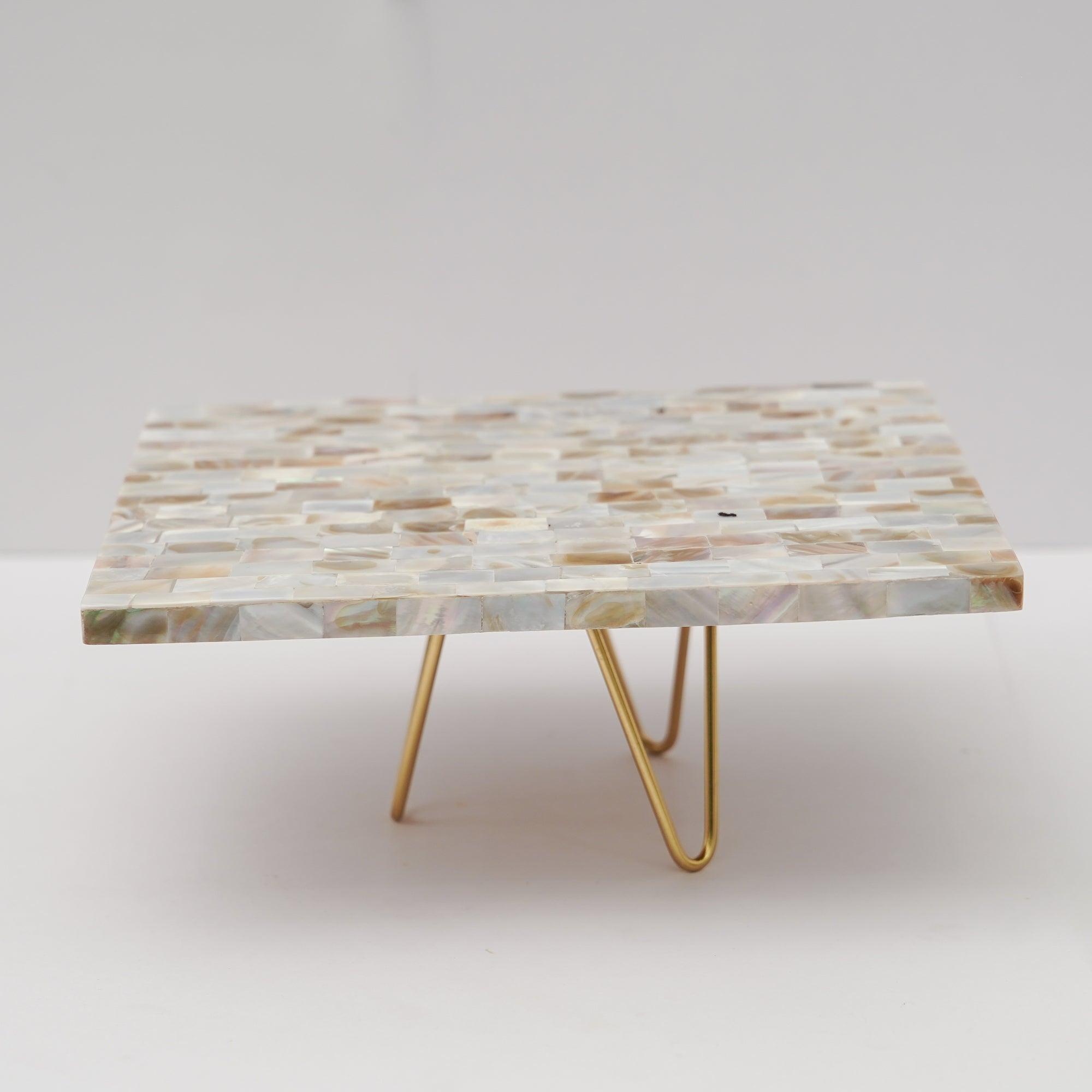 Mother of Pearl Rectanguler Cake Stand with Metal Base 10 x 8-Inch