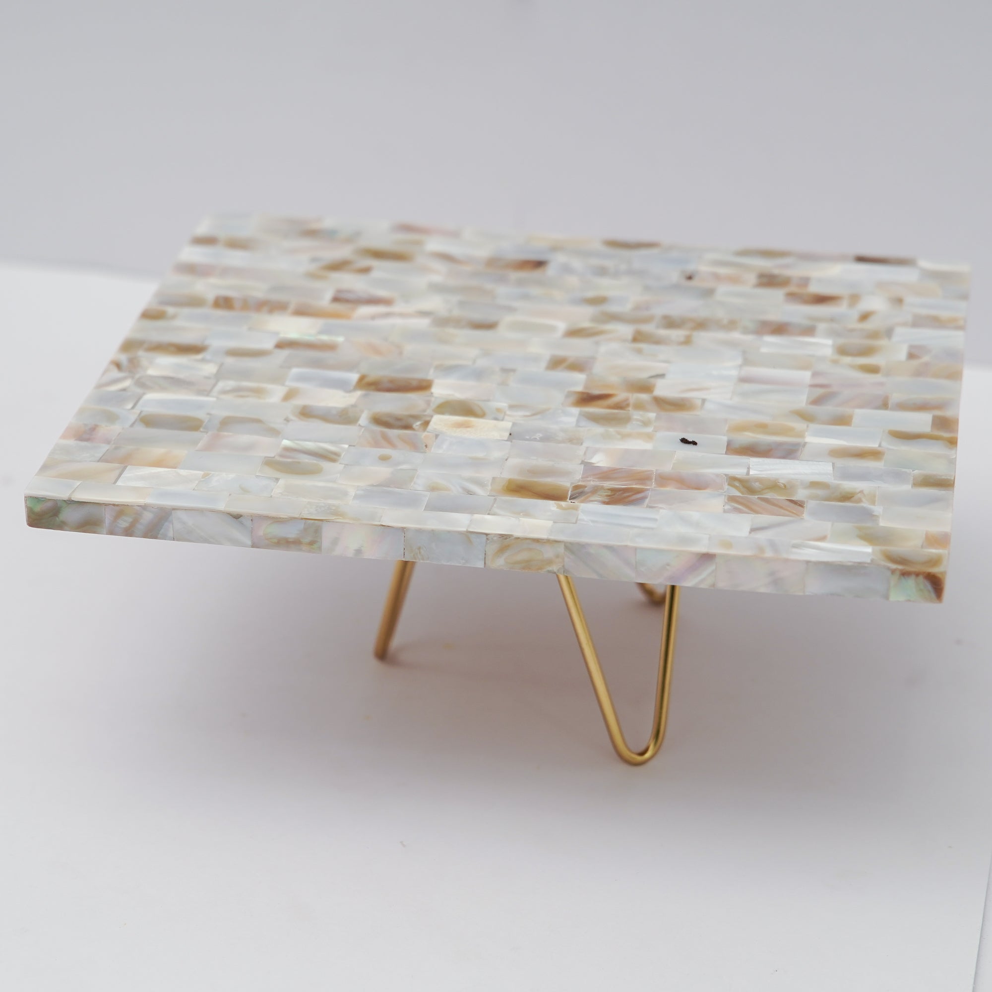 Mother of Pearl Rectanguler Cake Stand with Metal Base 10 x 8-Inch