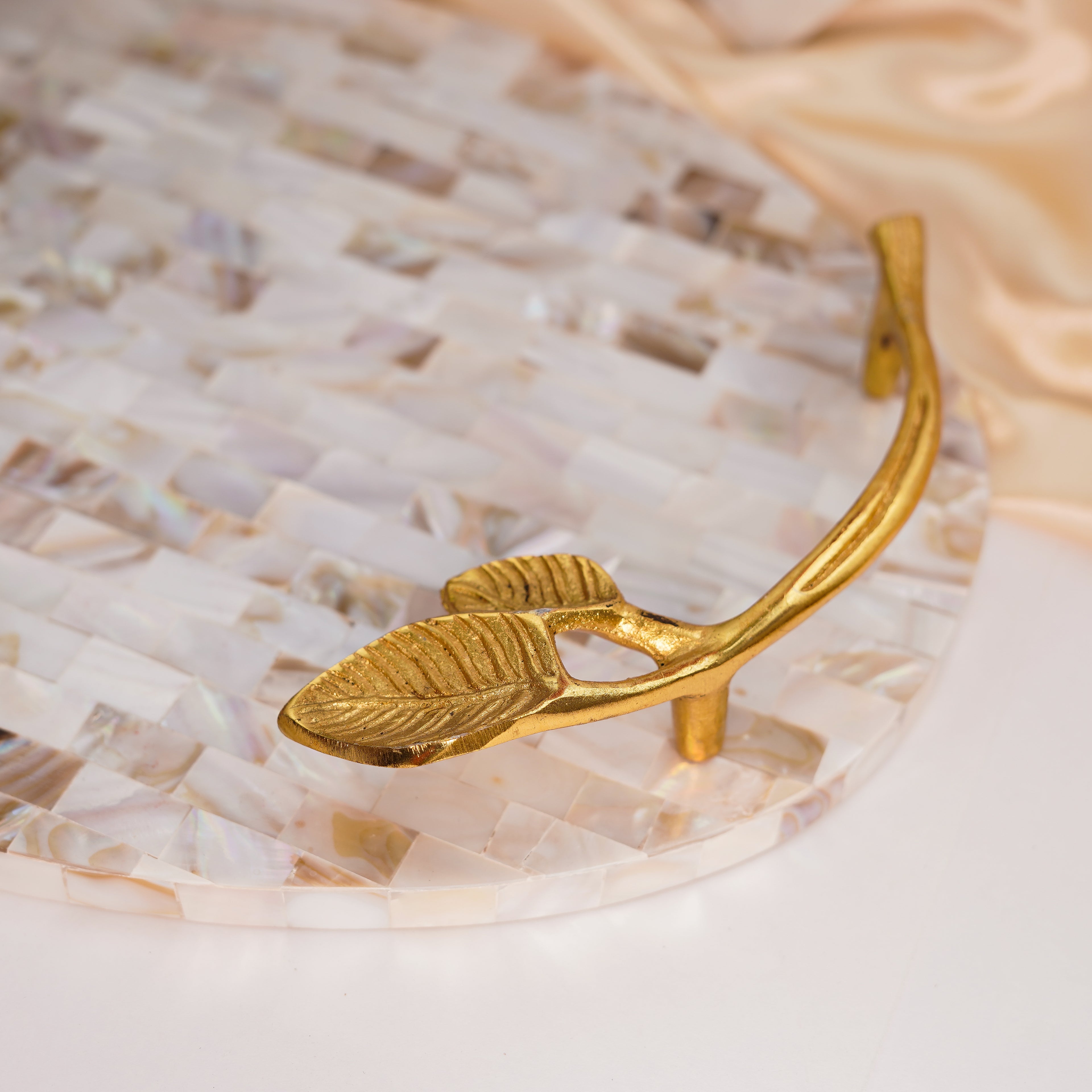 Mother of Pearl Serving Tray with Handles