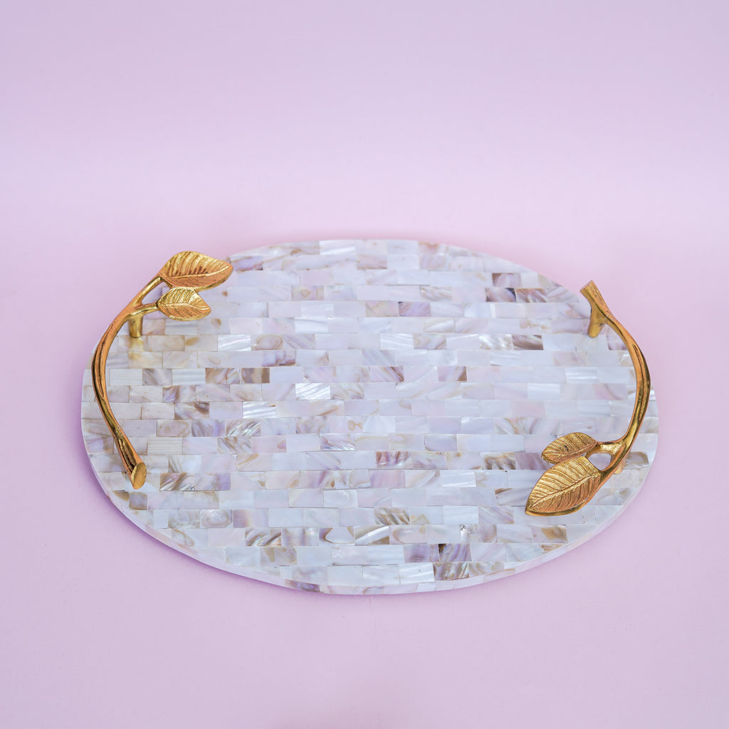 Mother of Pearl Serving Tray with Handles