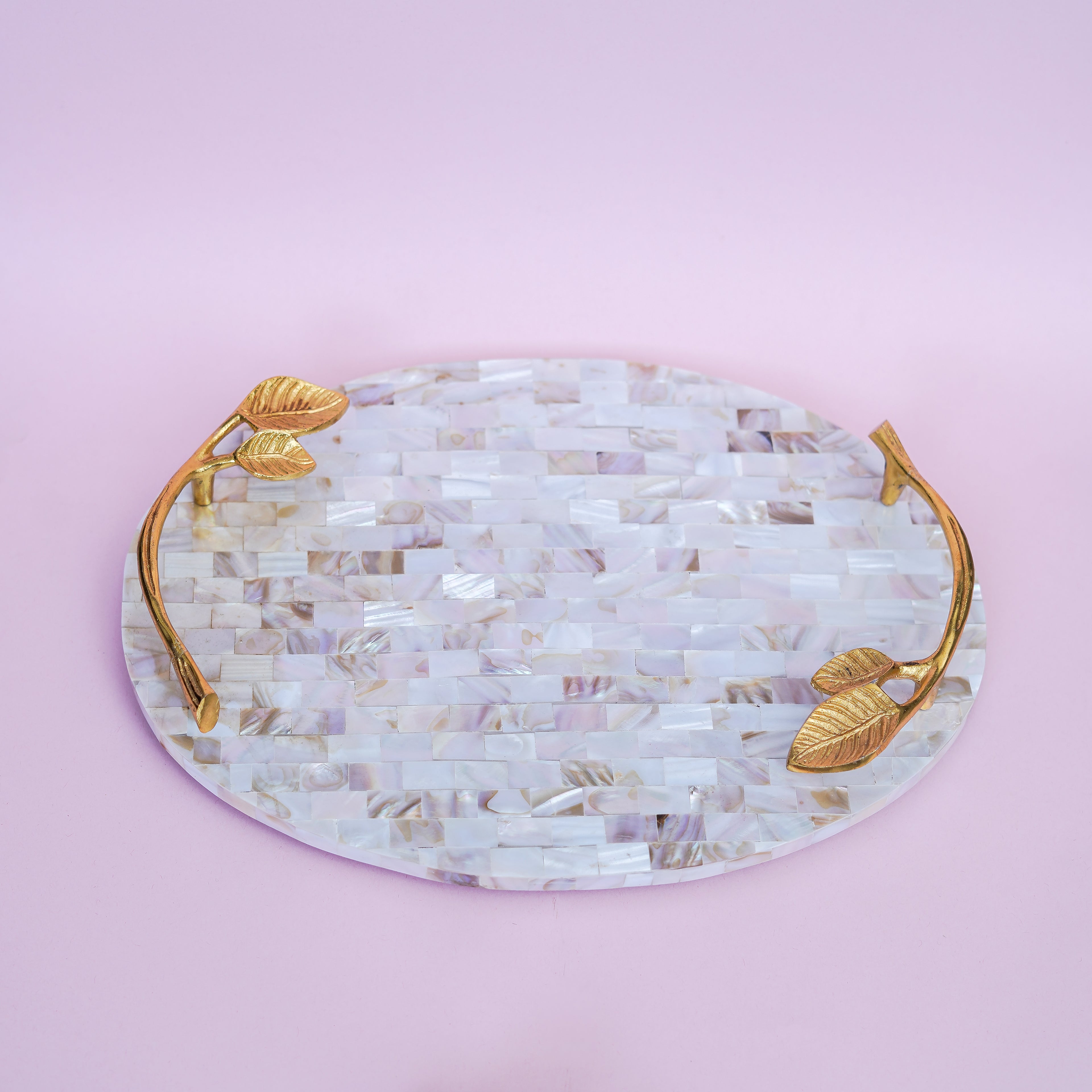 Mother of Pearl Serving Tray with Handles
