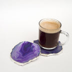 Natural Brazilian Agate Coaster With Silver Plating