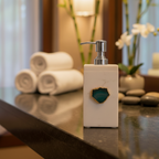 White Marble with Agate Soap Dispenser-Turquoise