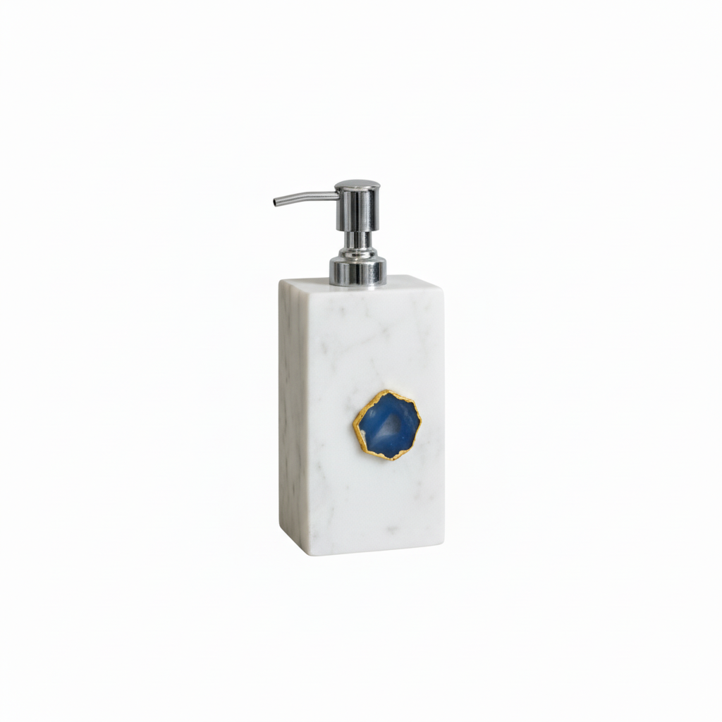 White Marble with Blue Agate Soap Dispenser