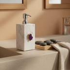 White Marble with Pink Agate Soap Dispenser