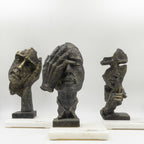 Face Design Showpiece Medium Size with Marble Base Set of 3