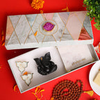 Black Ganesha With Marble Choki And Candles