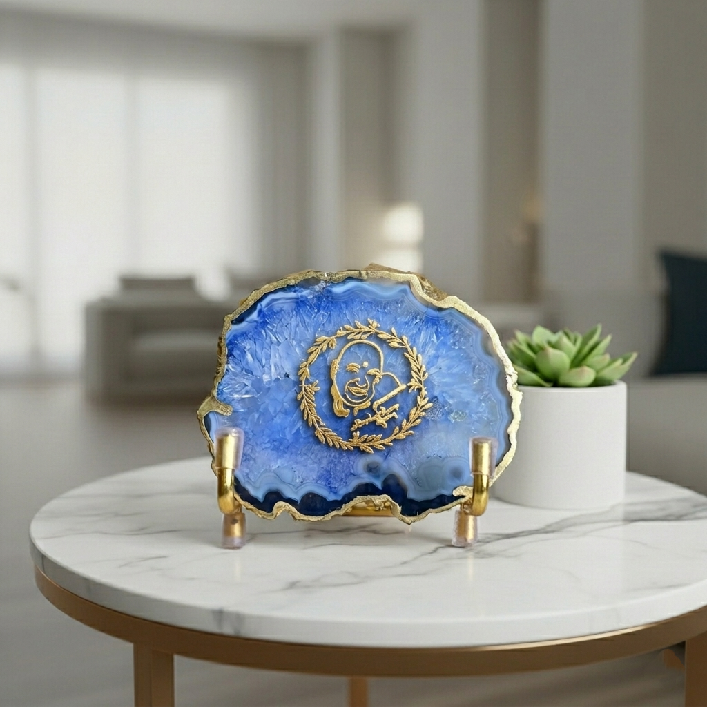 GURU JI - Blue Agate Metal Stand