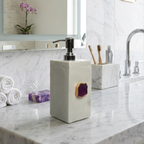 White Marble with Pink Agate Soap Dispenser