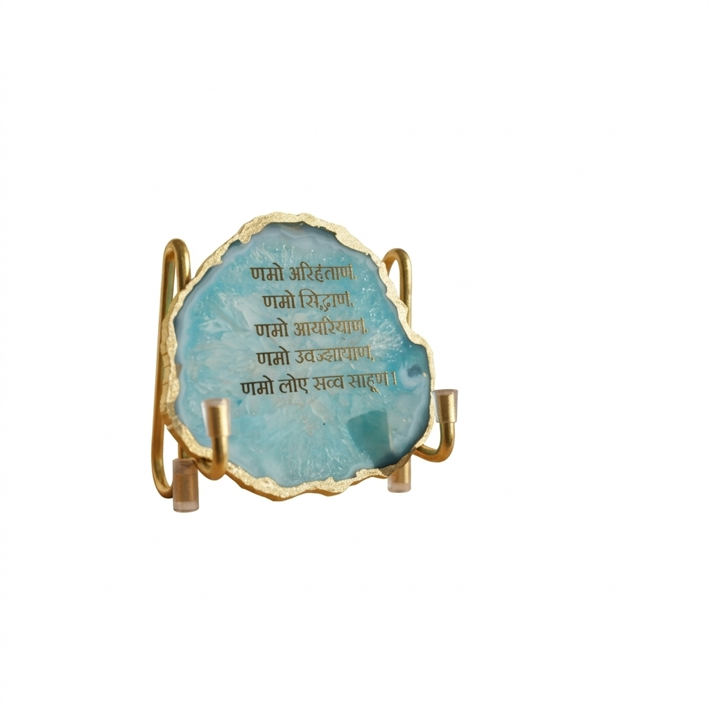 Namokar Mantra - turquoise Agate Metal Stand