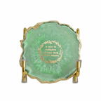 Gayatri Mantra with Green Agate Metal Stand