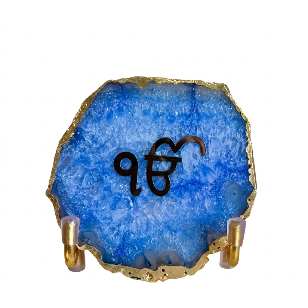 Ik Onkar -Blue Agate Metal Stand