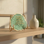 Namokar Mantra  - pink Agate Metal Stand