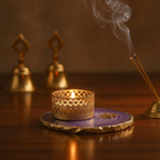 Om Agate Tea Light Candle Holder, Diwali Decor