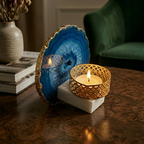 Agate OM Small Back Side Tealight- Blue