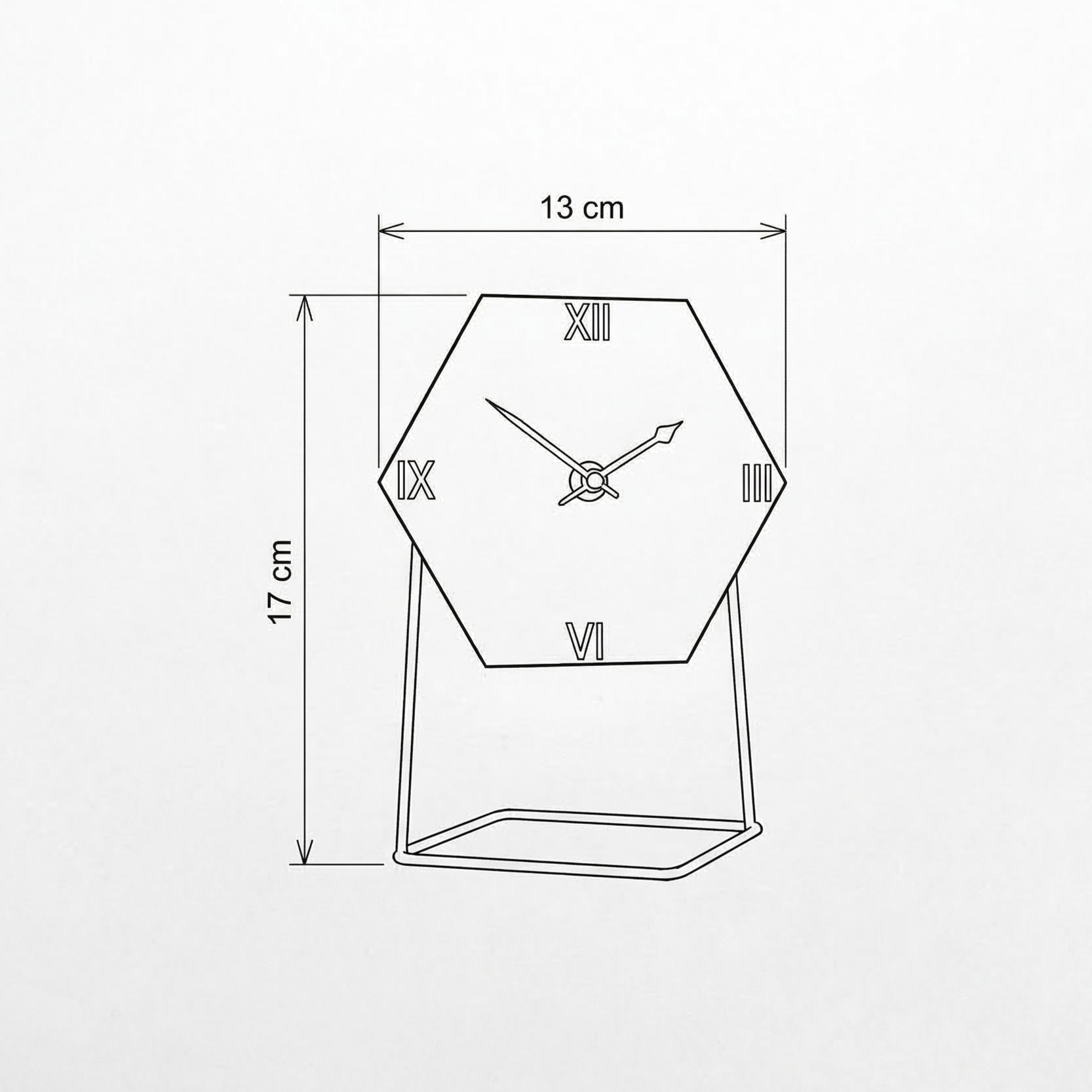 Marble Hexagonal Desktop Clock  With Metal Stand