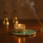 Om Agate Tea Light Candle Holder, Diwali Decor