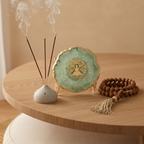 Budha Tree Green Agate Metal Showpeice