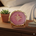 Ik Onkar Mantra Pink Agate Metal Showpeice